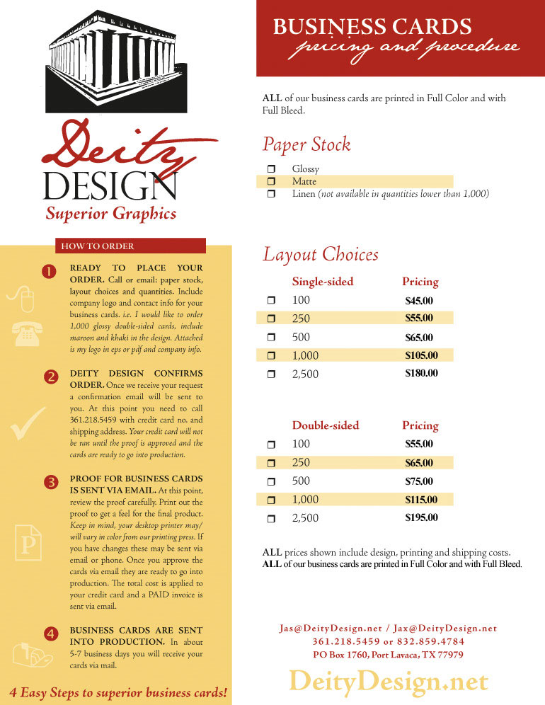 Business Card Order Procedure